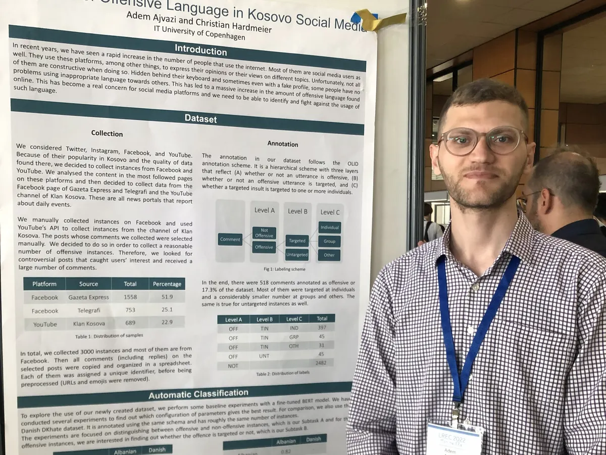 Adem Ajvazi presenting published NLP research at the LREC conference